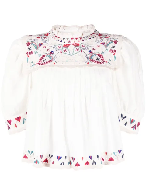 Sea embroidered-detailing blouse