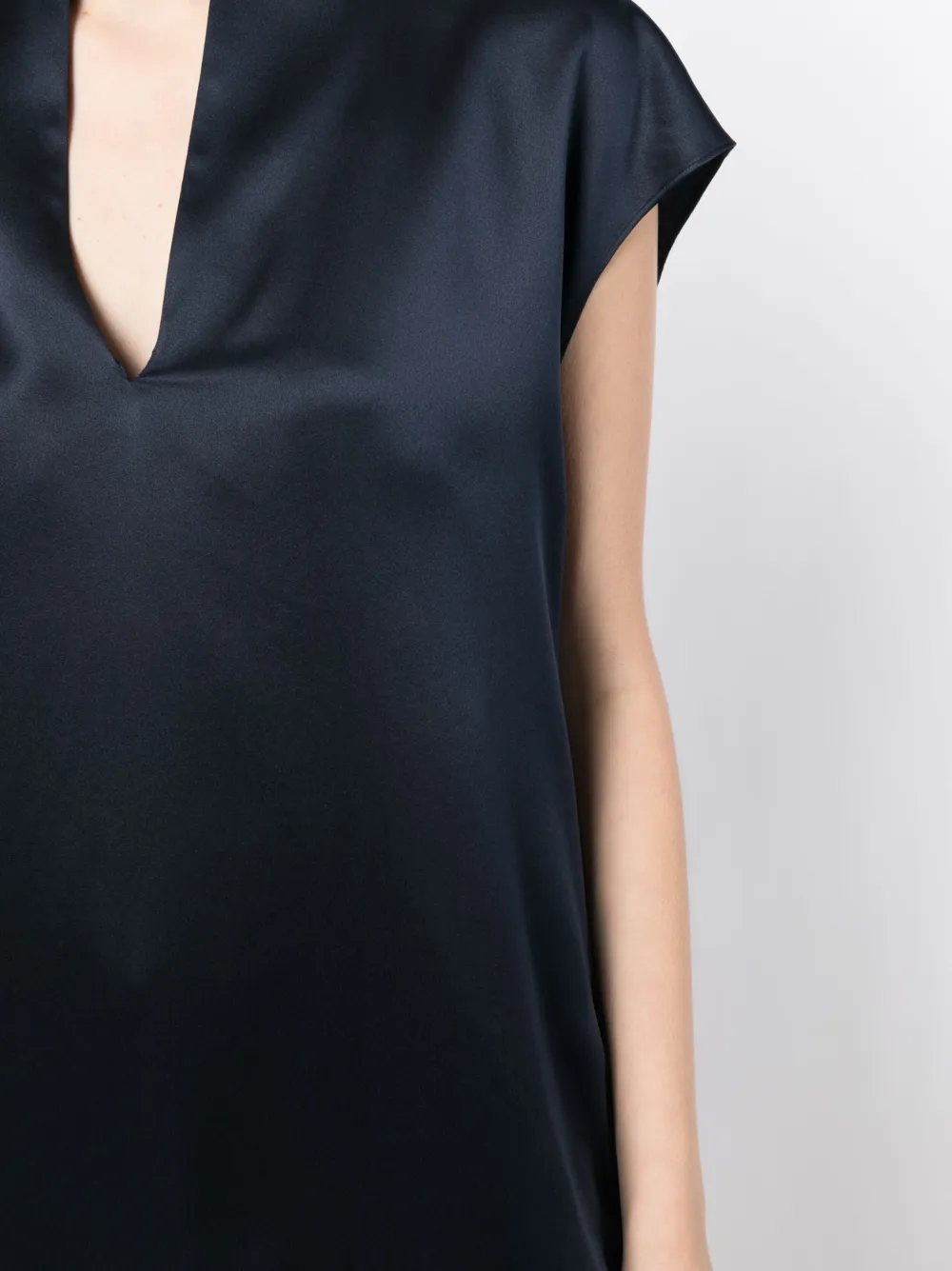 Silver Split Neck Blouse
