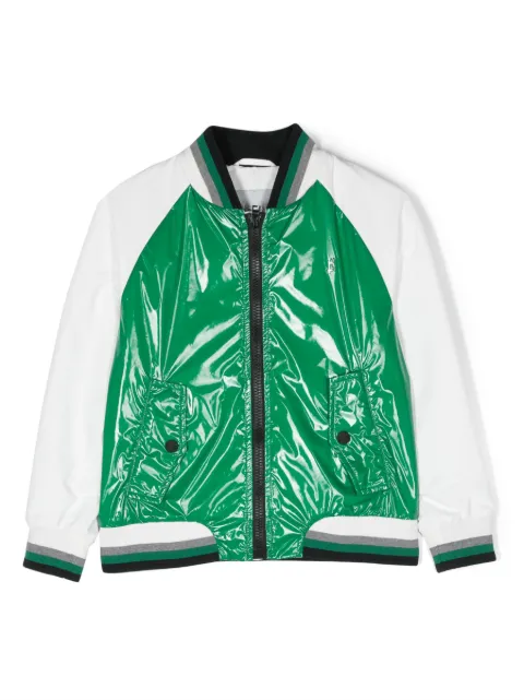 Herno Kids logo-print panelled bomber jacket