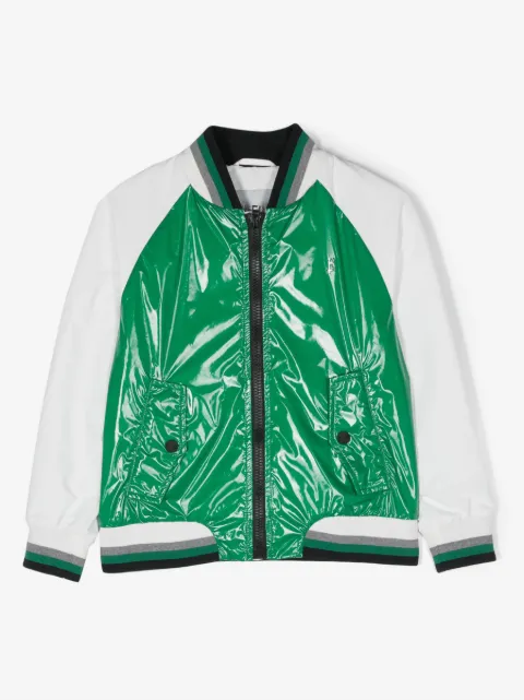 Herno Kids chamarra bomber con paneles y logo estampado