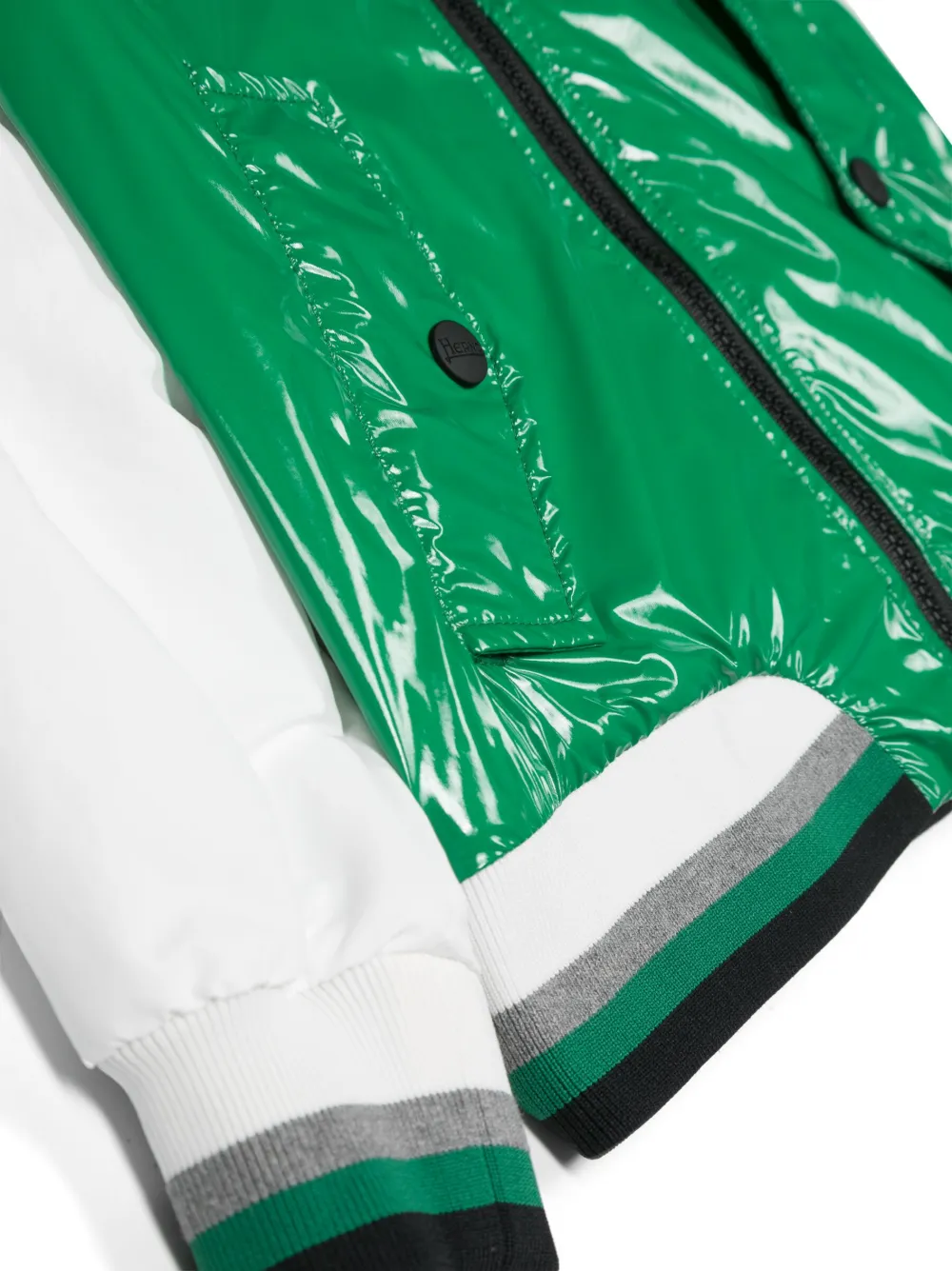 Herno Logo-print Panelled Bomber Jacket In Green