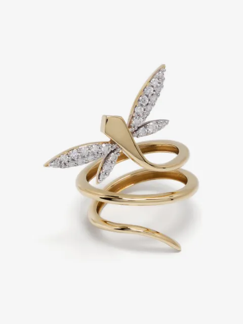Anapsara 18kt yellow gold Micro Dragonfly diamond ring