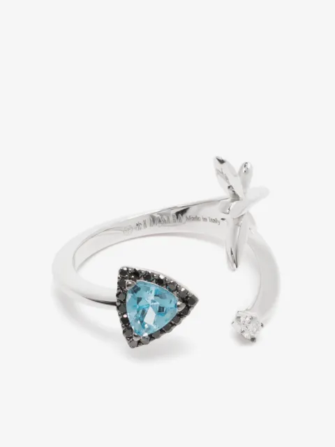 Anapsara 18kt white gold Micro Trinity diamond and topaz ring