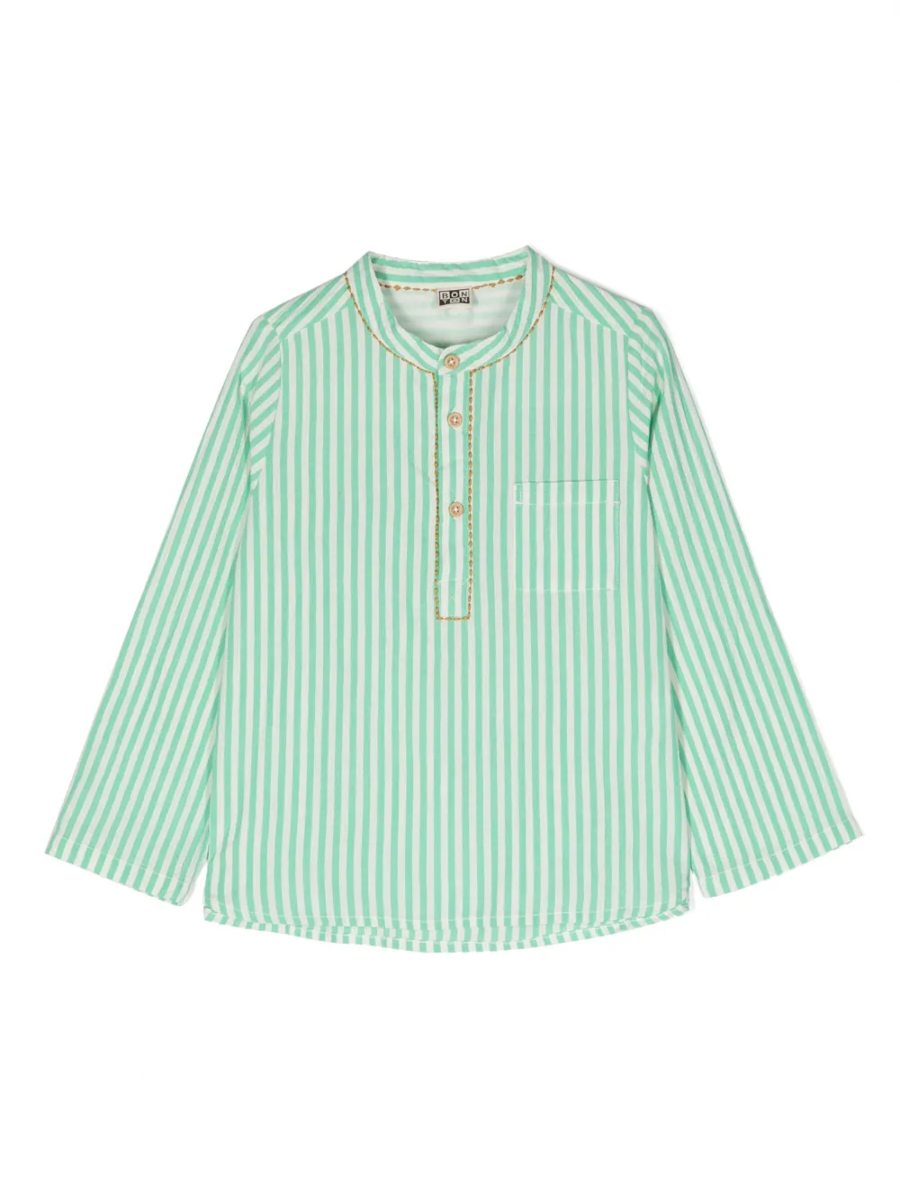 BONTON STRIPE-PATTERN COTTON SHIRT