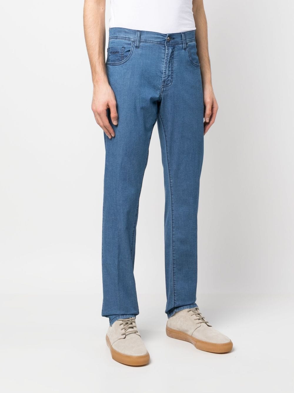 Shop Canali Straight-leg Denim Jeans In Blue