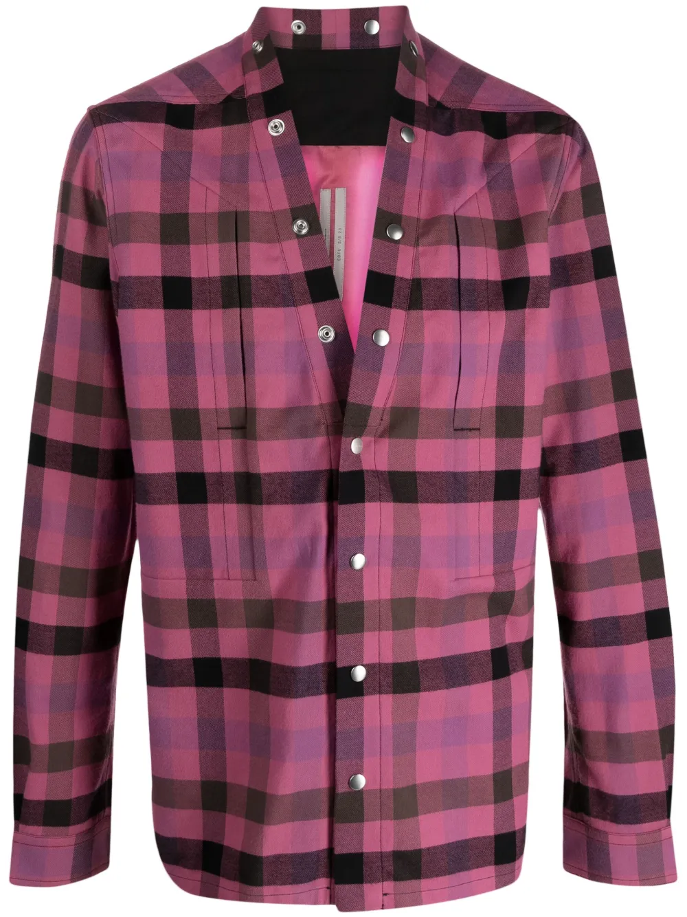 Rick Owens Gingham-check Long-sleeve Shirt In Pink