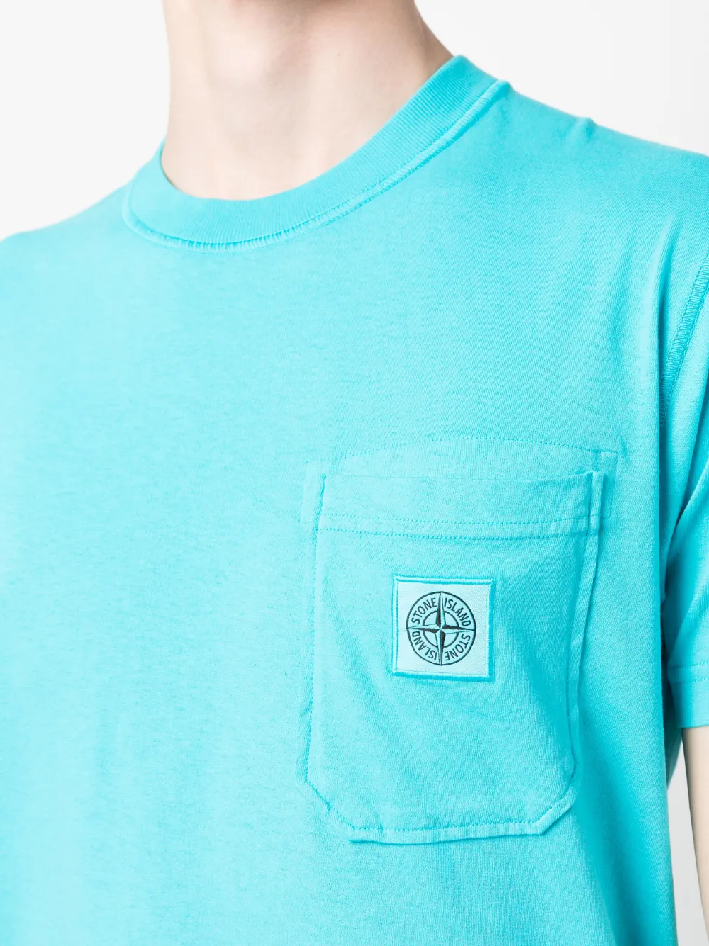 Stone Island Compass-motif T-shirt In Blau