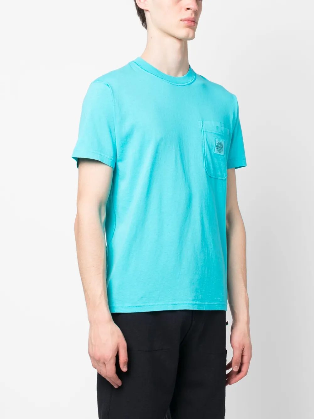 Stone Island Compass-motif T-shirt In Blau