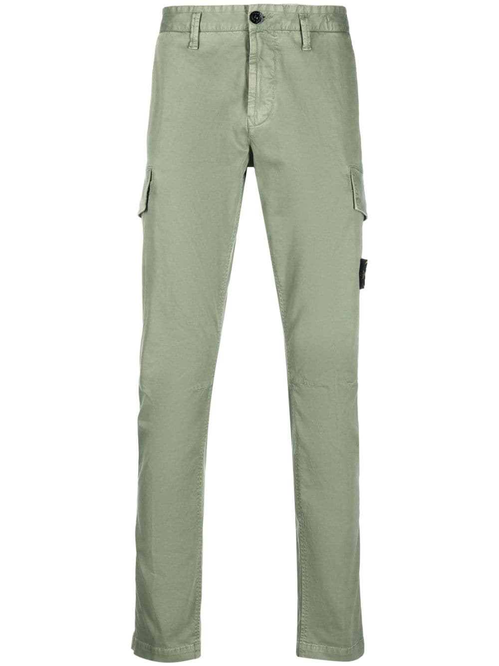 Stone Island Stretch-cotton Tapered-leg Trousers In Grün