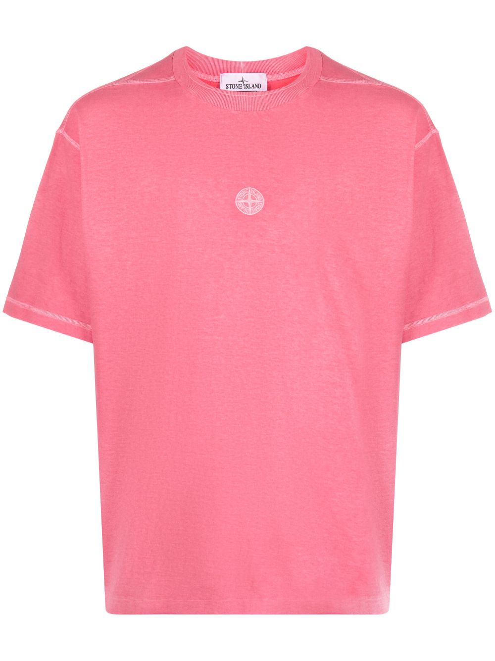 Stone Island Logo-patch Cotton T-shirt In Pink
