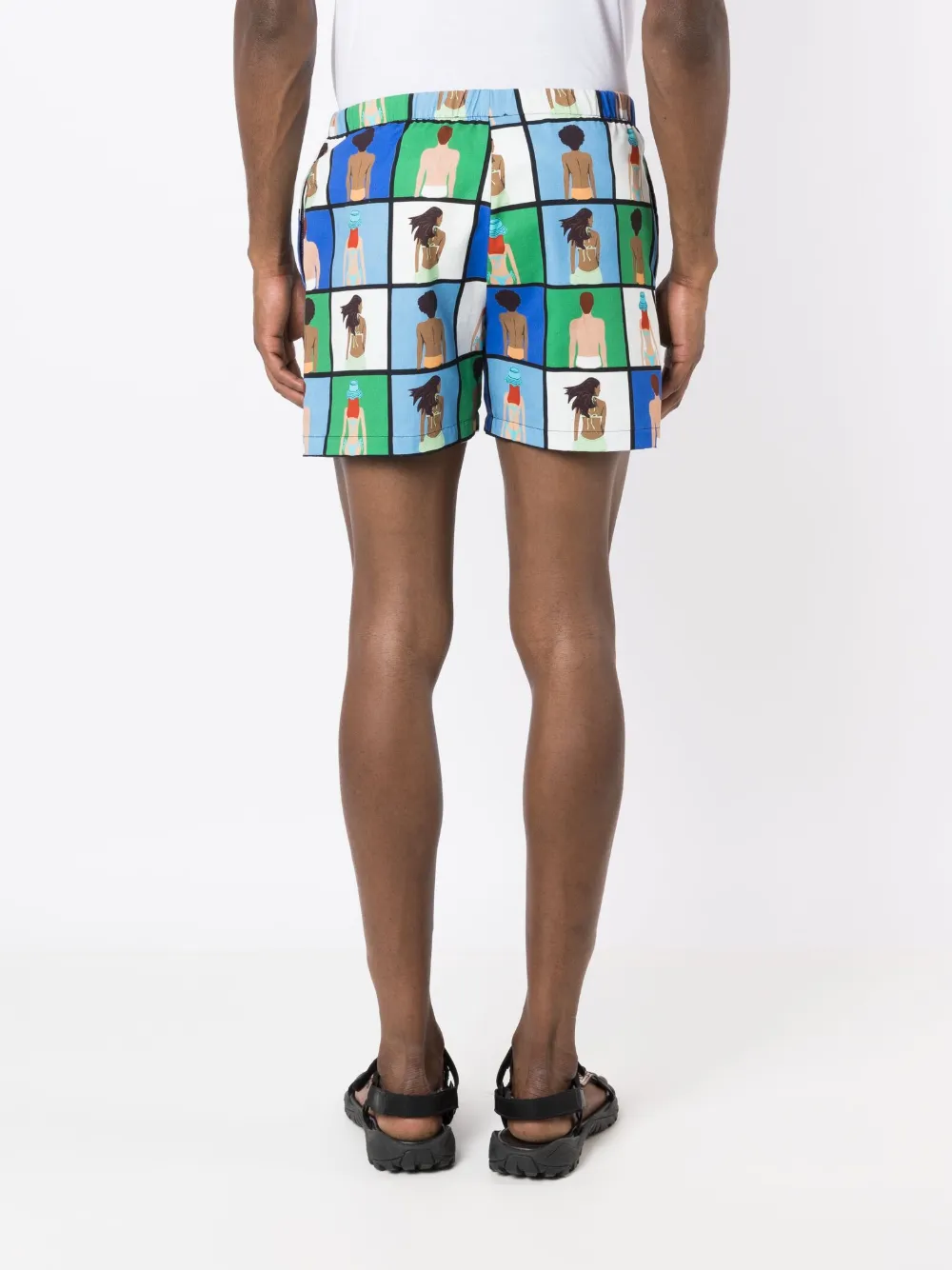 Shop Amir Slama Graphic-print Elasticated-waistband Shorts In White