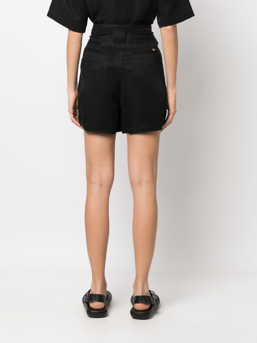 Shop Scotch & Soda Tied-waist Pleated Shorts In Black