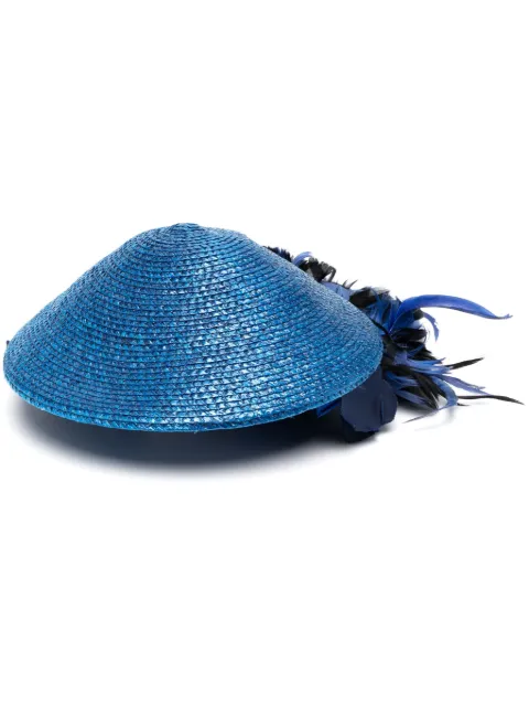 Saint Laurent Pre-Owned 1970s feather-detailing woven hat