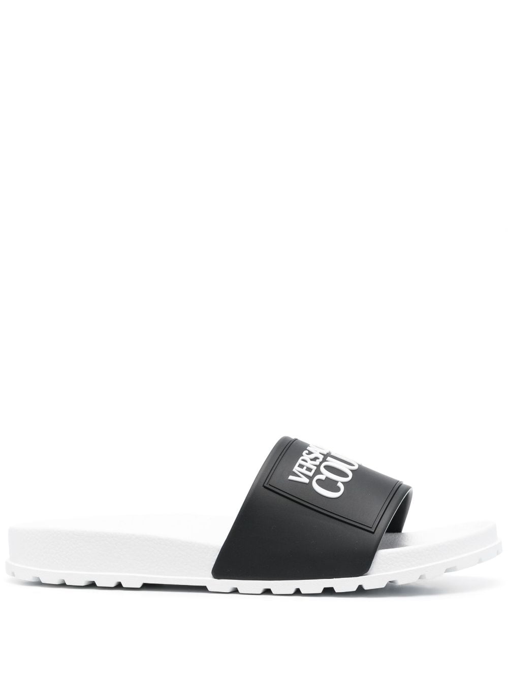 Versace Jeans Couture embossed-logo rubber slides - White