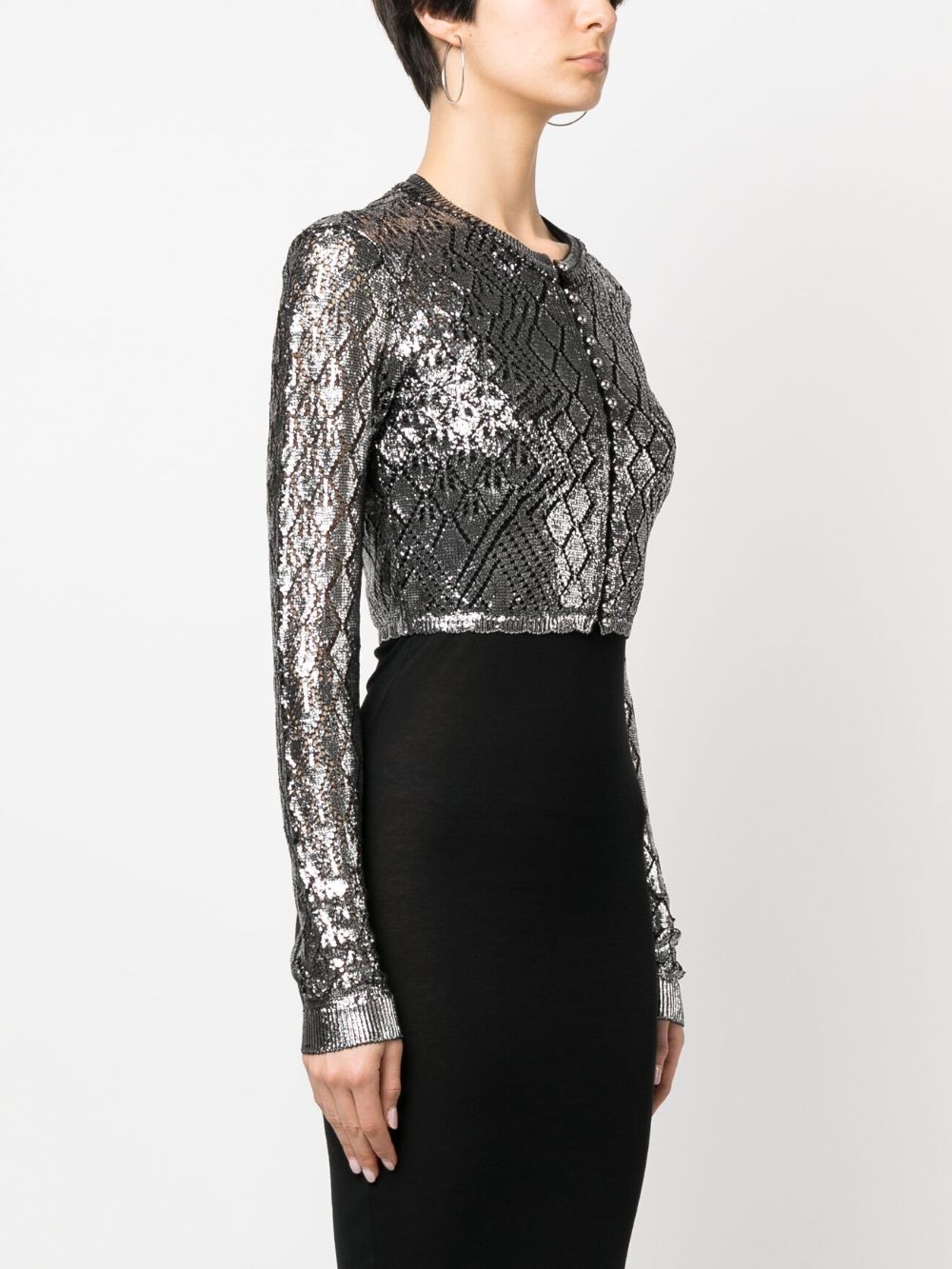 Shop Rabanne Sequin-design Cropped Cardigan In Silber