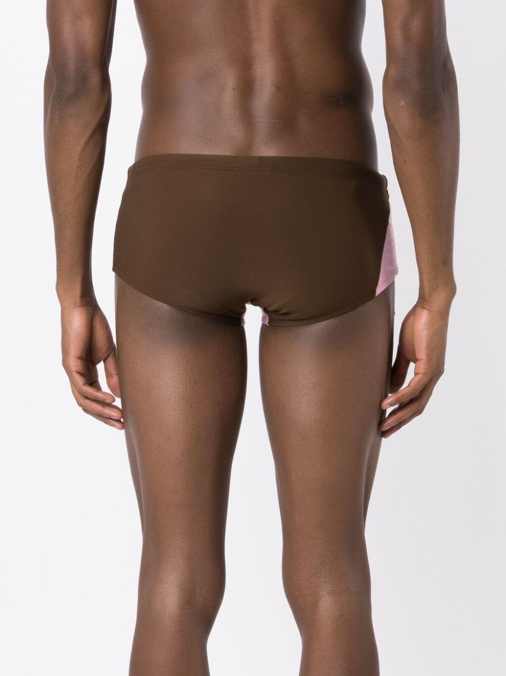 Shop Amir Slama Panelled Swim Trunks In Brown