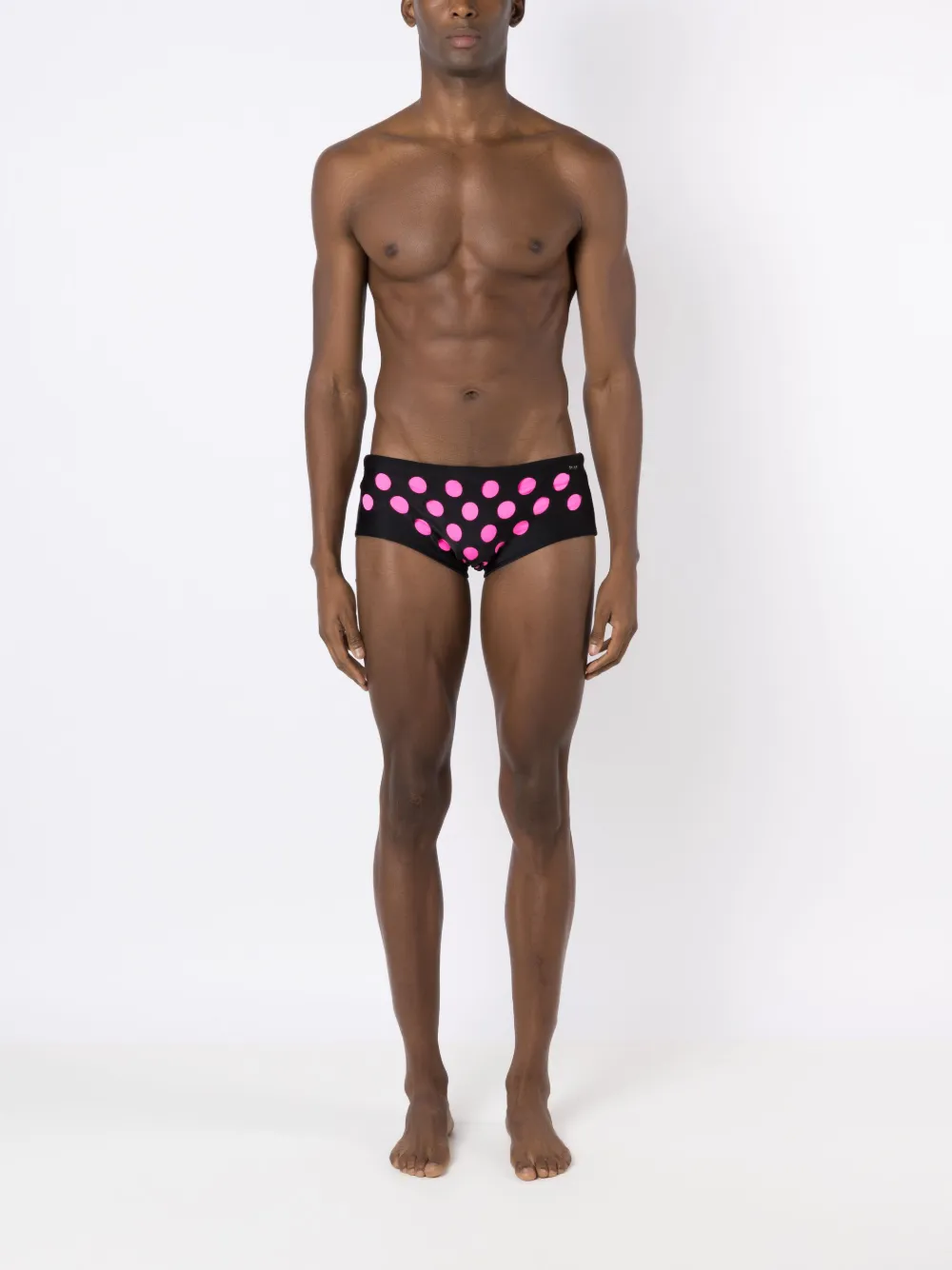 Shop Amir Slama Polka-dot Swim Trunks In Black