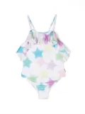 Andorine star-print ruffled swimsuit - White