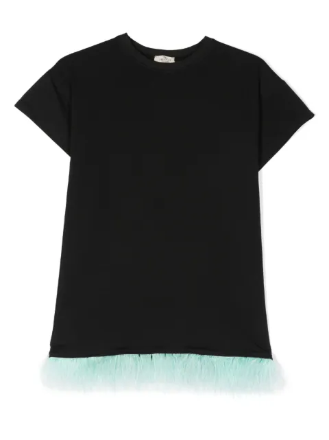 Andorine embellished-feather organic cotton dress