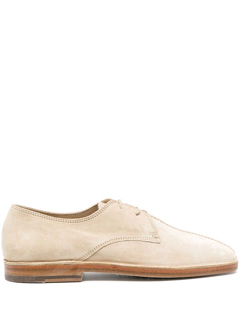 Lemaire square-toe suede lace-up shoes
