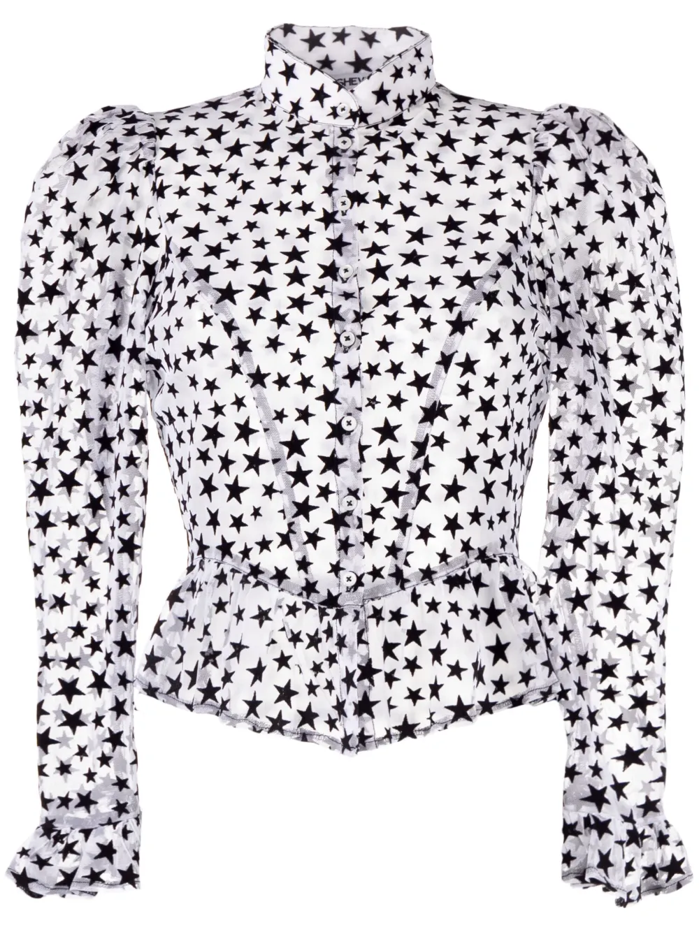 Batsheva Grace puffsleeve Peplum Blouse Farfetch