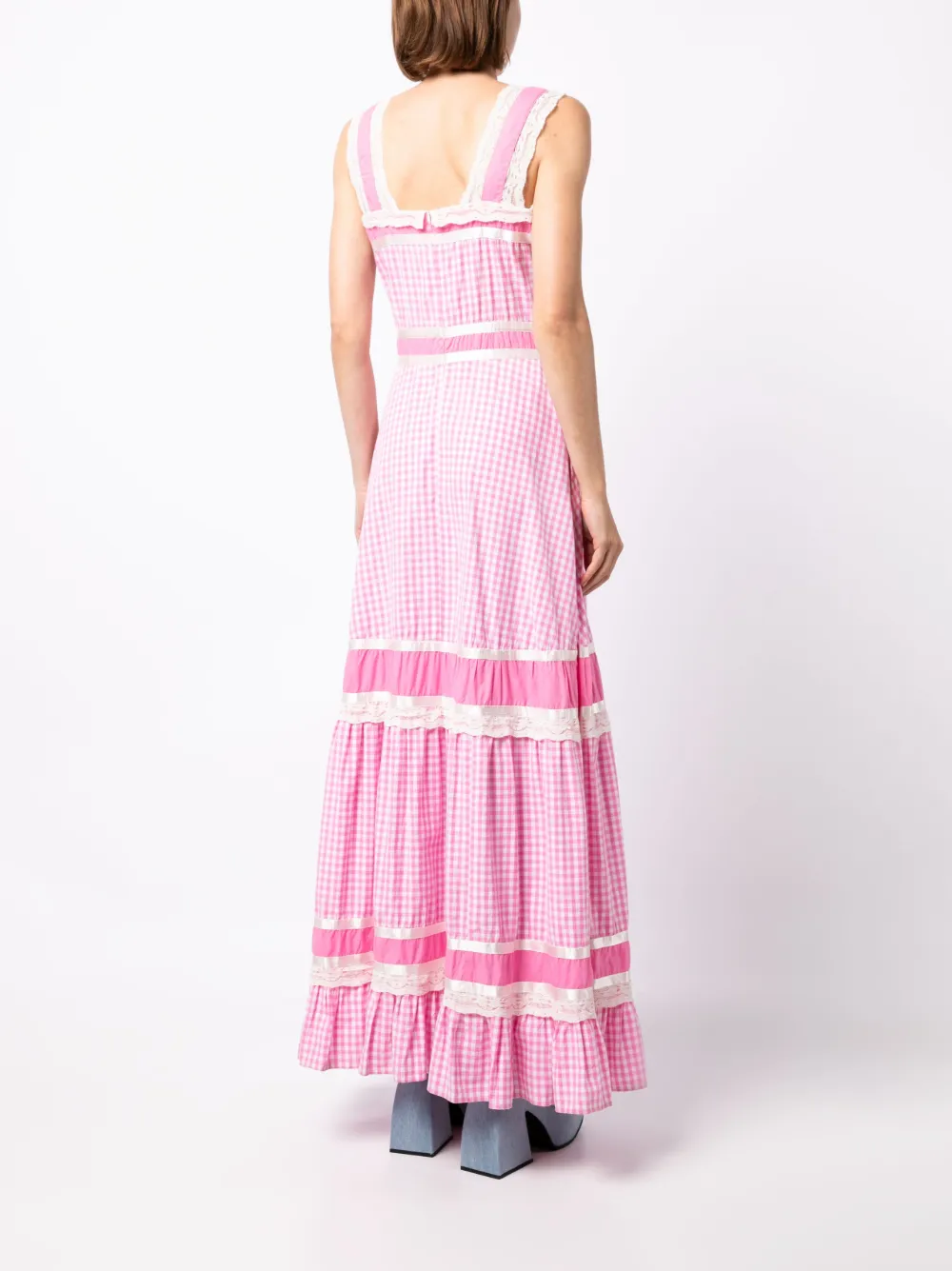 Batsheva Gingham Check patter Long Dress Farfetch batsheva-gingham-check-patter-long-dress-farfetch