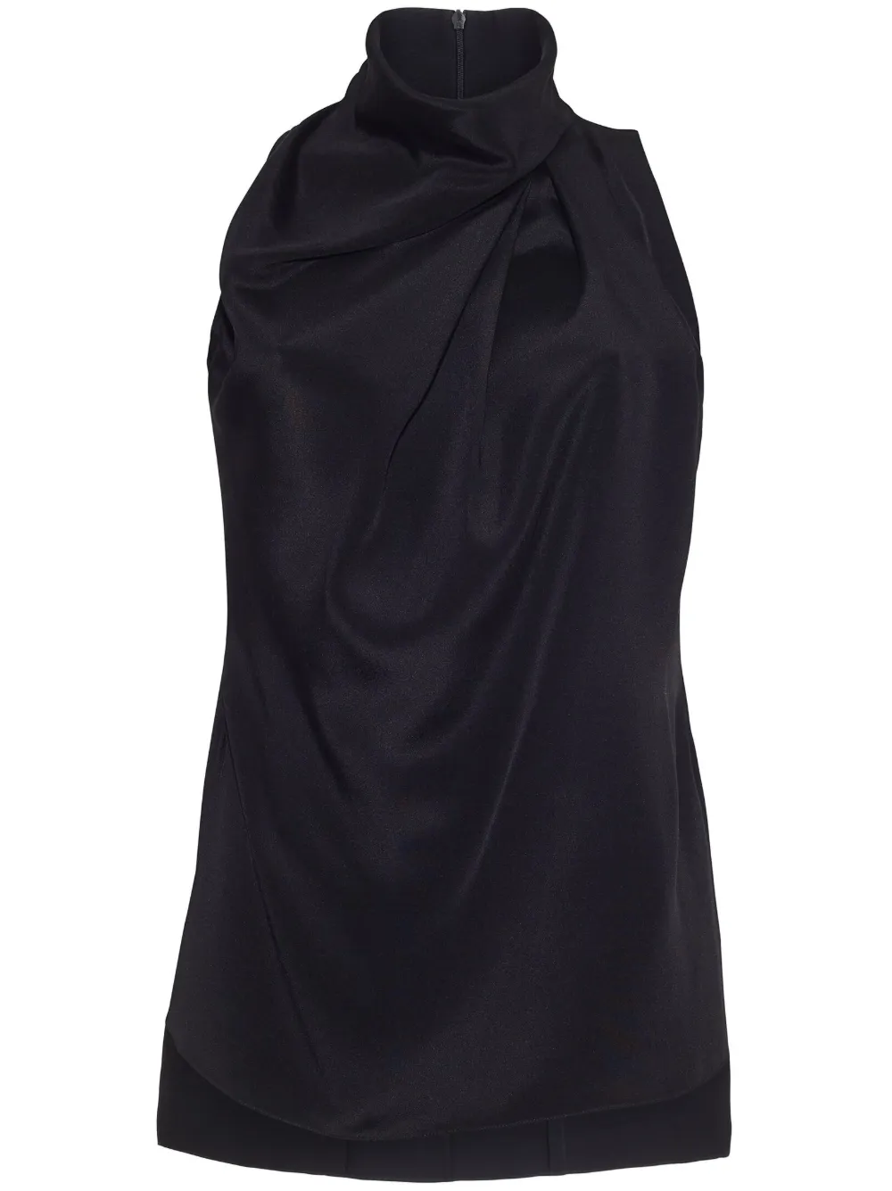 Adam Lippes draped silk sleeveless top - Black