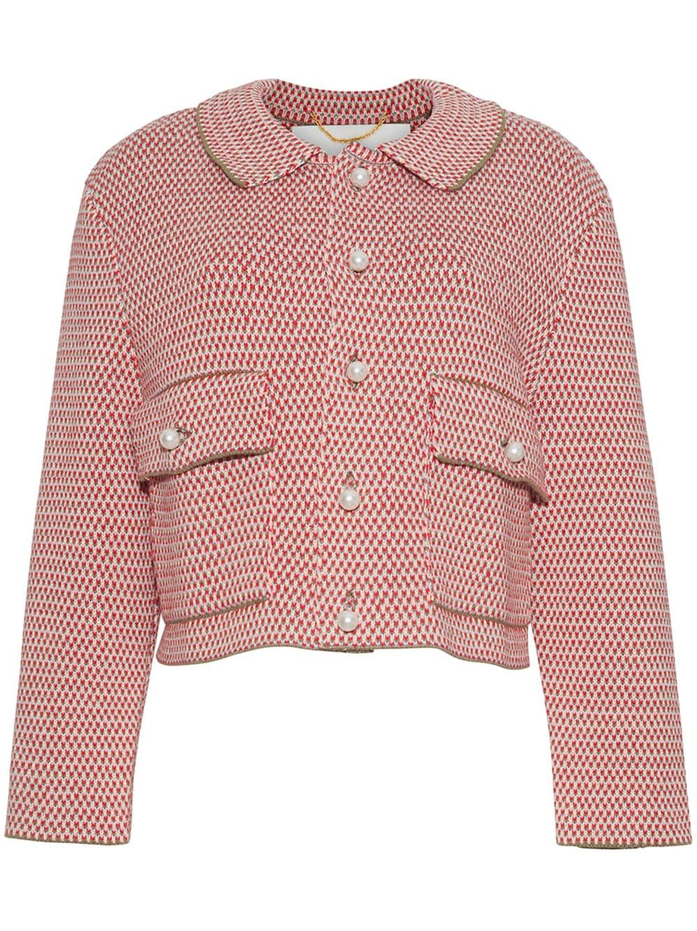 Adam Lippes cropped tweed cotton jacket - Red