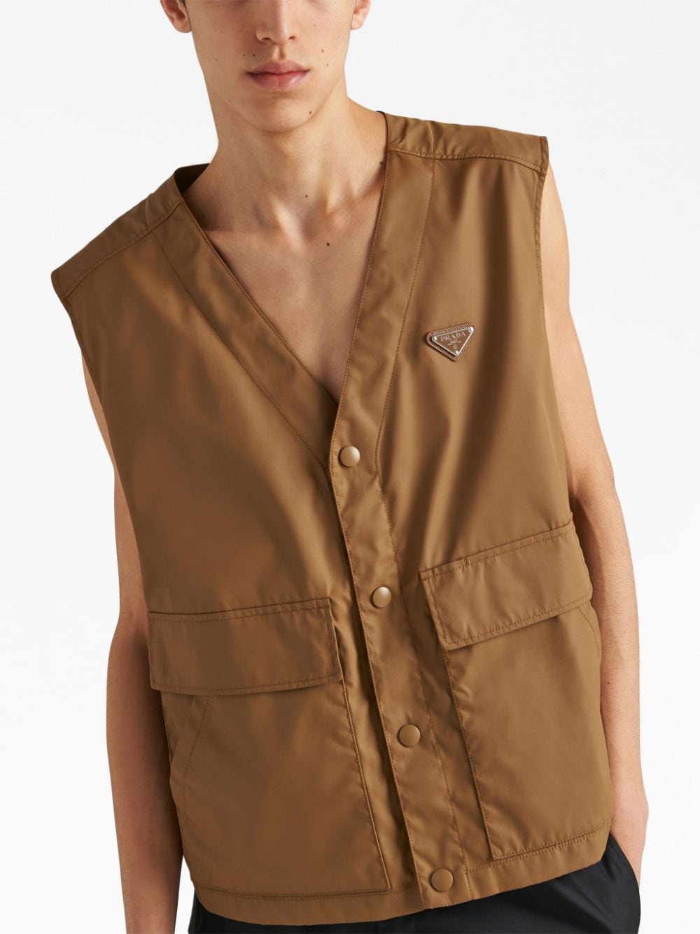 Shop Prada Re-nylon Cargo Vest In Braun