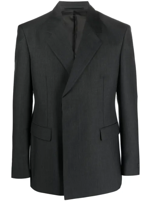 Blazer boutonné à patch logo - Prada - Modalova