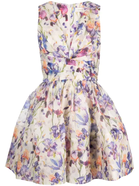 sleeveless floral-print dress