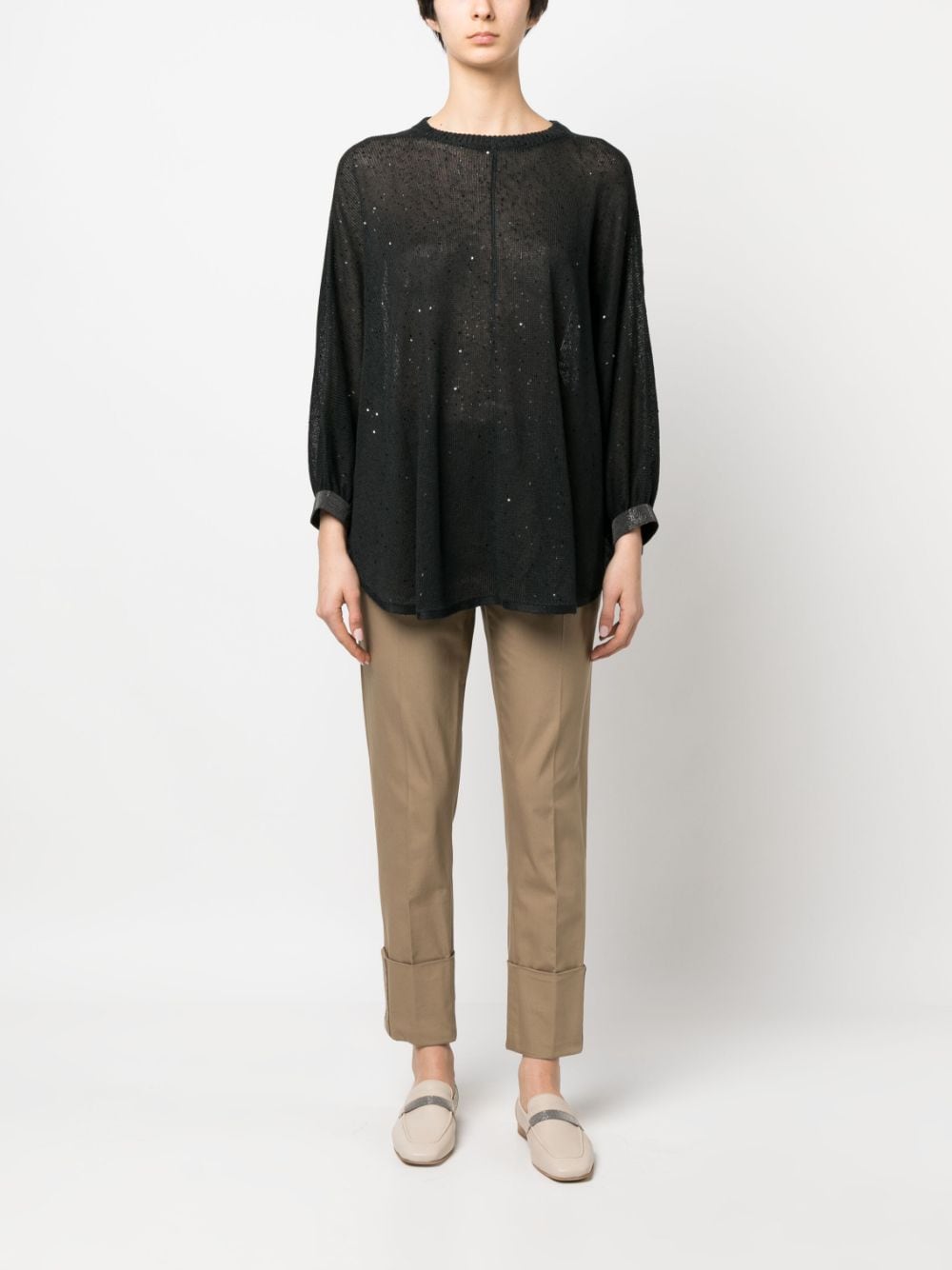 Brunello Cucinelli Gedrapeerde blouse - Zwart