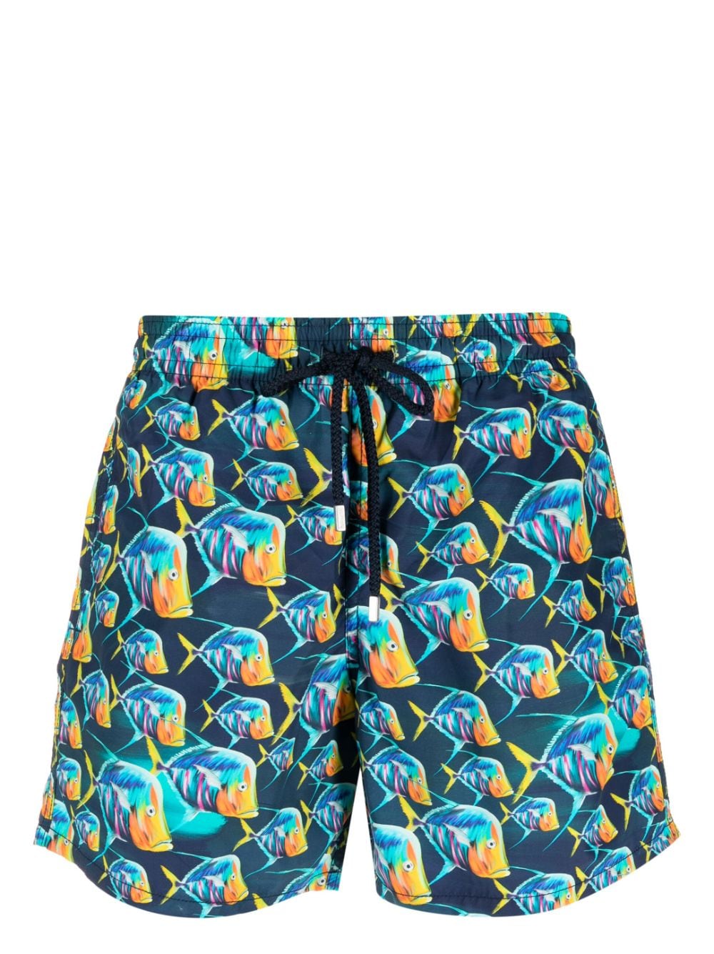 Shop Vilebrequin Moorea Fish-print Swim Shorts In Blue