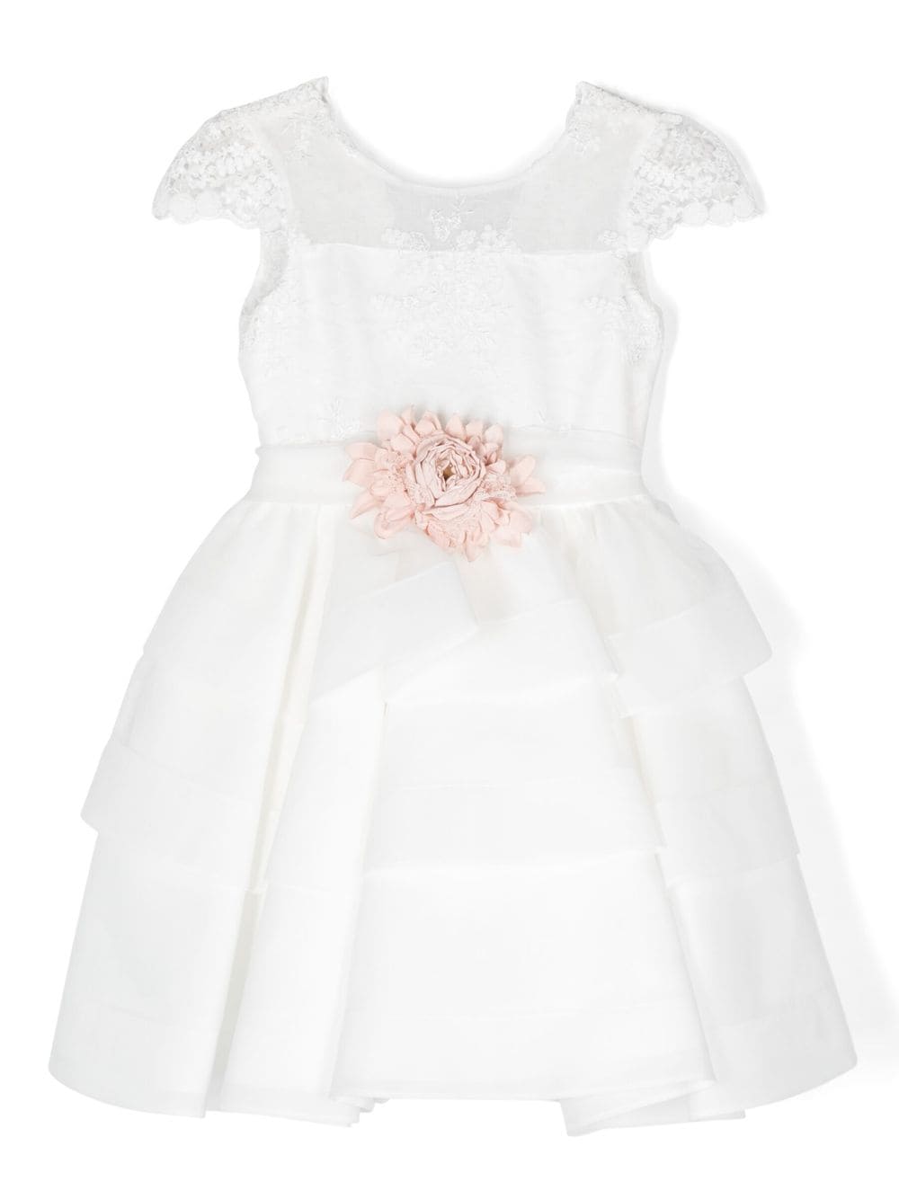 Mimilù Kids' Floral-applique Tulle Dress In White