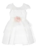 Mimilù floral-applique tulle dress - White