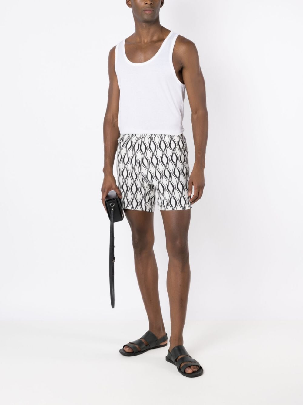 Shop Amir Slama Two-tone Print Shorts In White