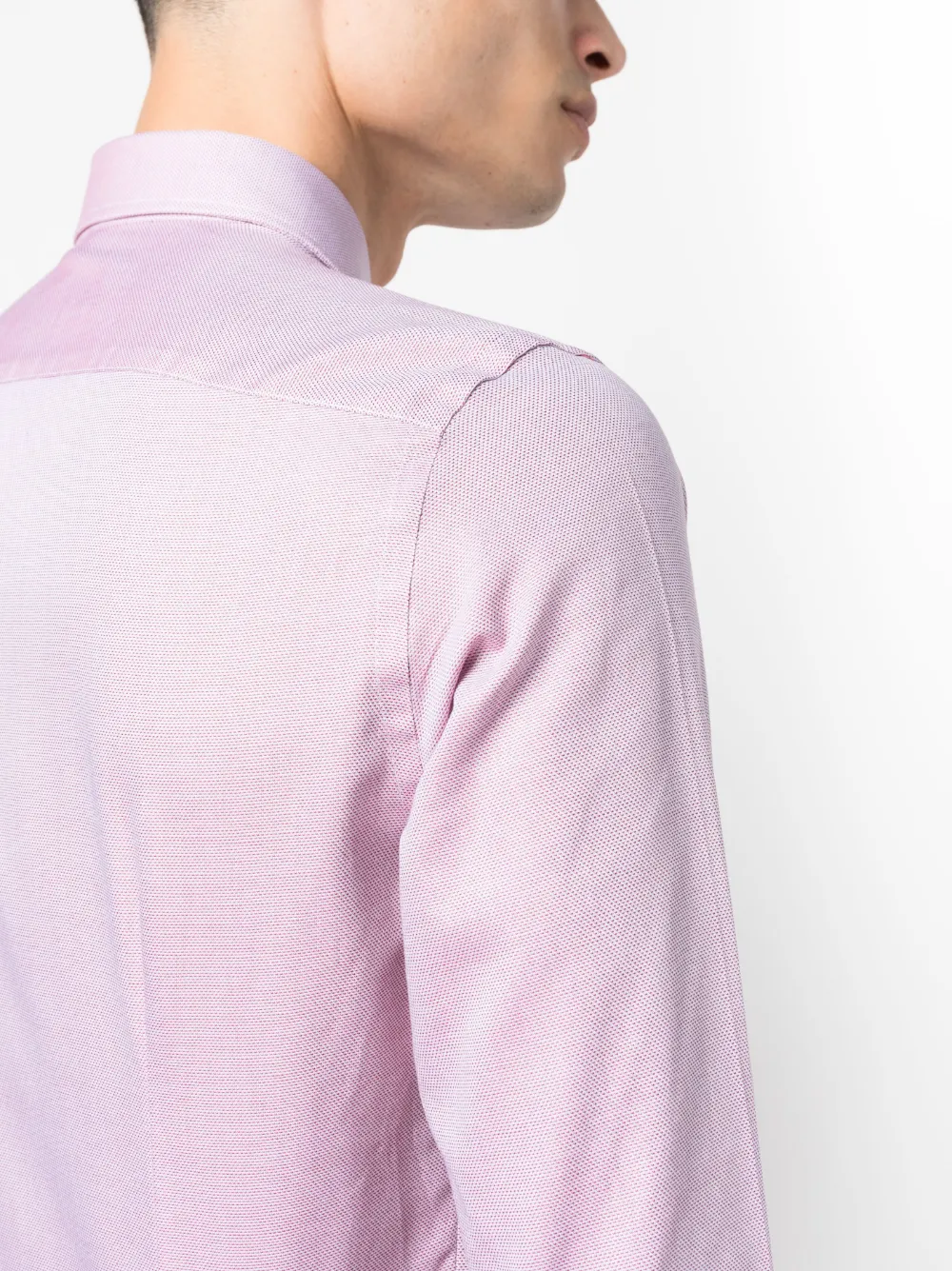 Canali Long-sleeve Buttoned Shirt In Pink