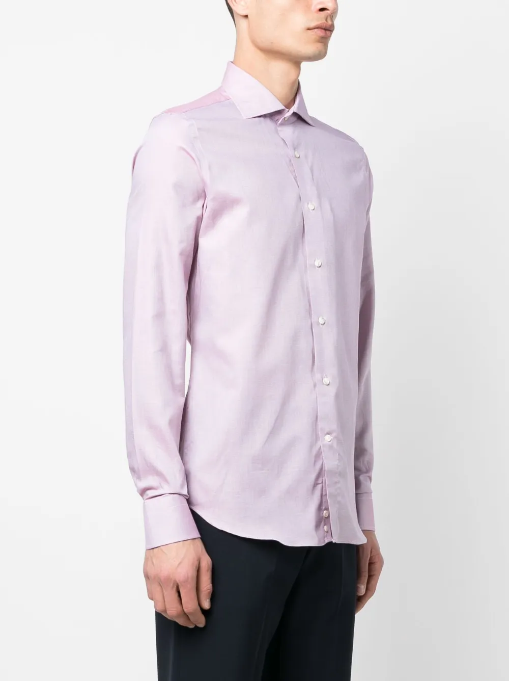 Canali Long-sleeve Buttoned Shirt In Pink