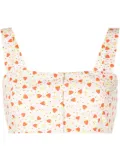 Batsheva strawberry-print bralette-style blouse - White