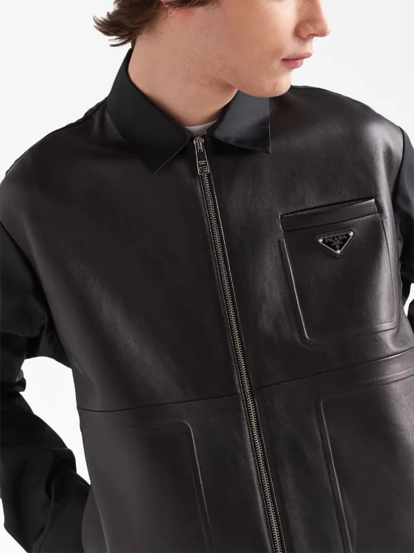 Prada Re-Nylon Leather Jacket - Farfetch