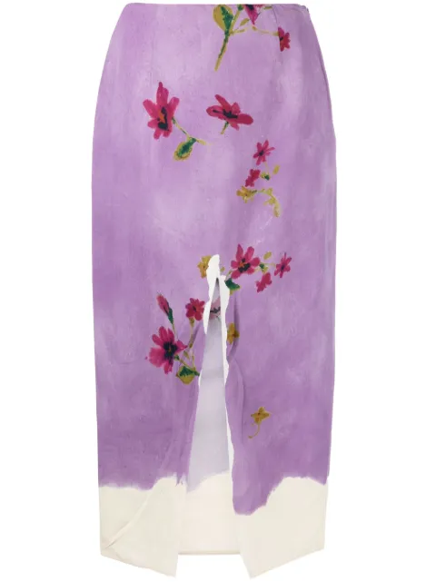 Prada floral-print midi skirt