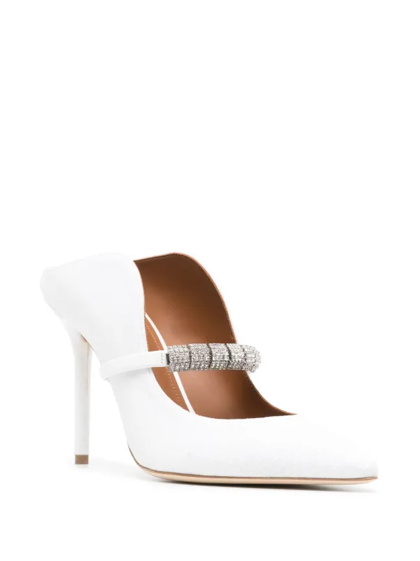 Malone Souliers crystal embellished 105mm Heeled Mules White FARFETCH AE