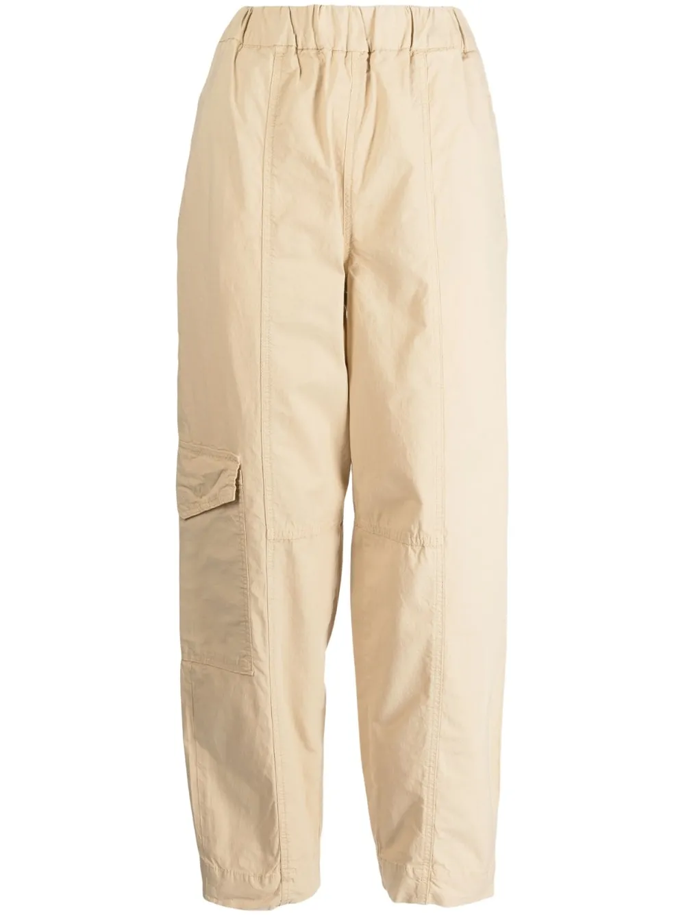 Ganni Straight-leg Organic Cotton Trousers In Neutrals