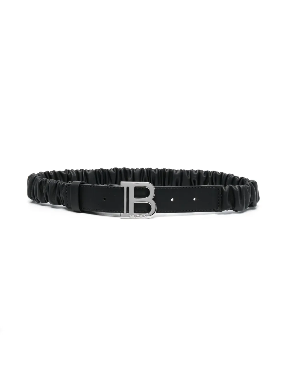 Balmain Kids' Logo-buckle Leather Belt In Black