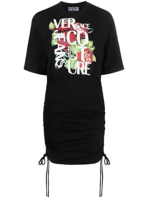 Versace Jeans Couture Roses logo-print T-shirt dress
