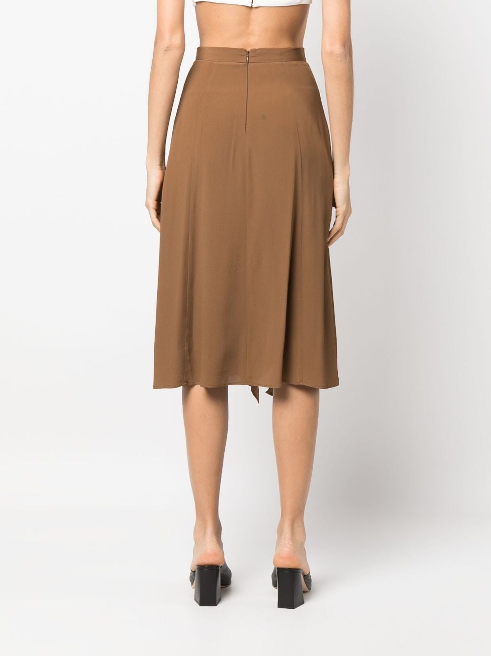 Shop Blanca Vita Draped Midi Skirt In Brown