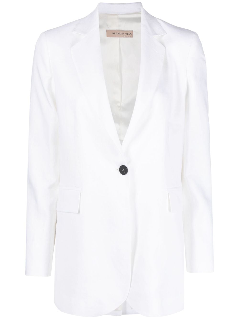 Shop Blanca Vita Single-breasted Long-sleeve Blazer In White