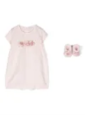 Story Loris rose-appliqué romper set - Pink