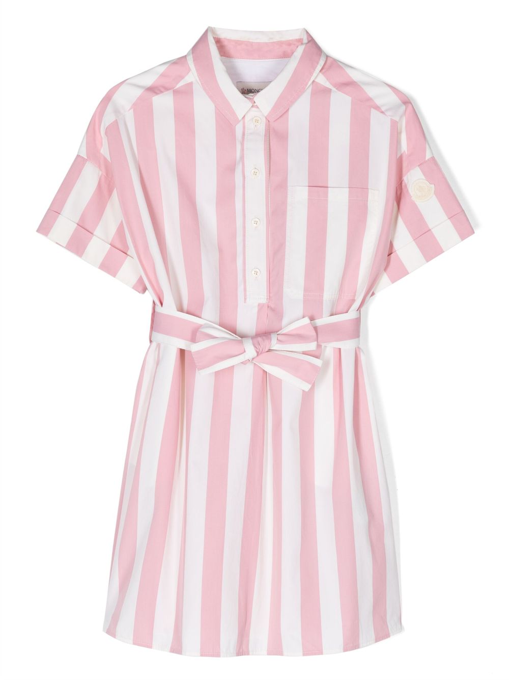 moncler enfant robe-chemise en coton à rayures - blanc