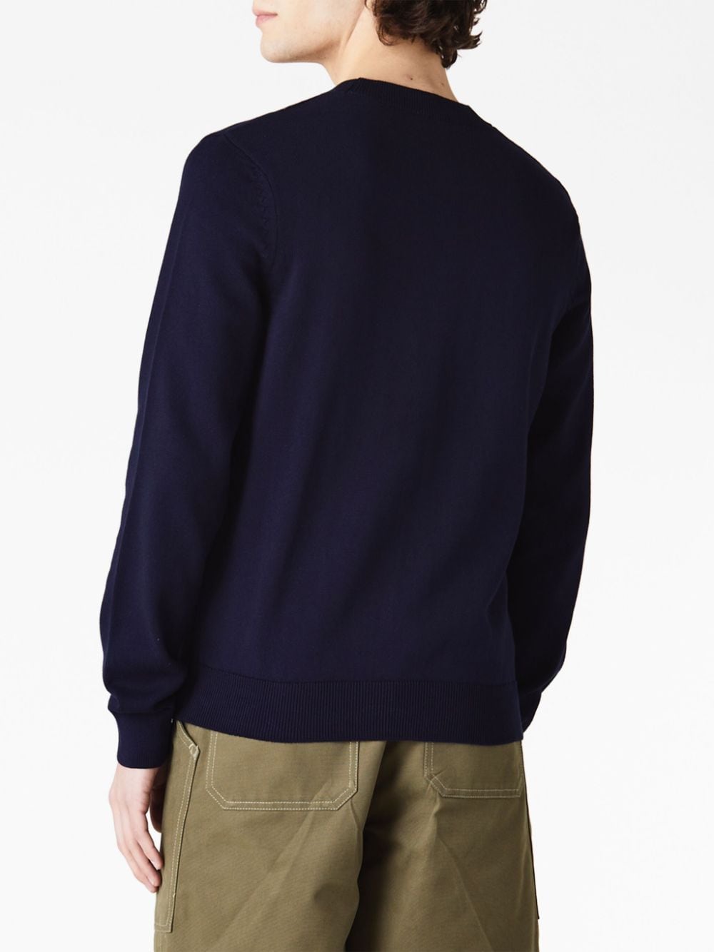 Shop Apc Embroidered Logo Cotton Cardigan In Blue